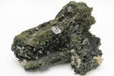 Lustrous, Epidote Crystal Cluster on Actinolite - Pakistan #213428-1